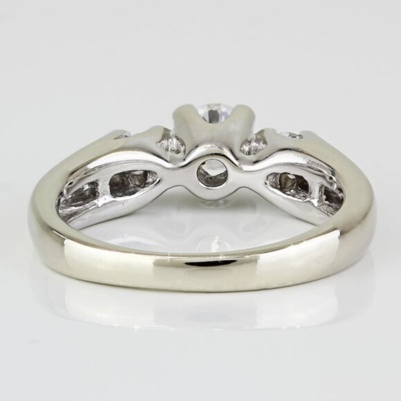 14K White Gold Diamond 3-Stone Bridal Wedding Ring - Picture 4 of 6